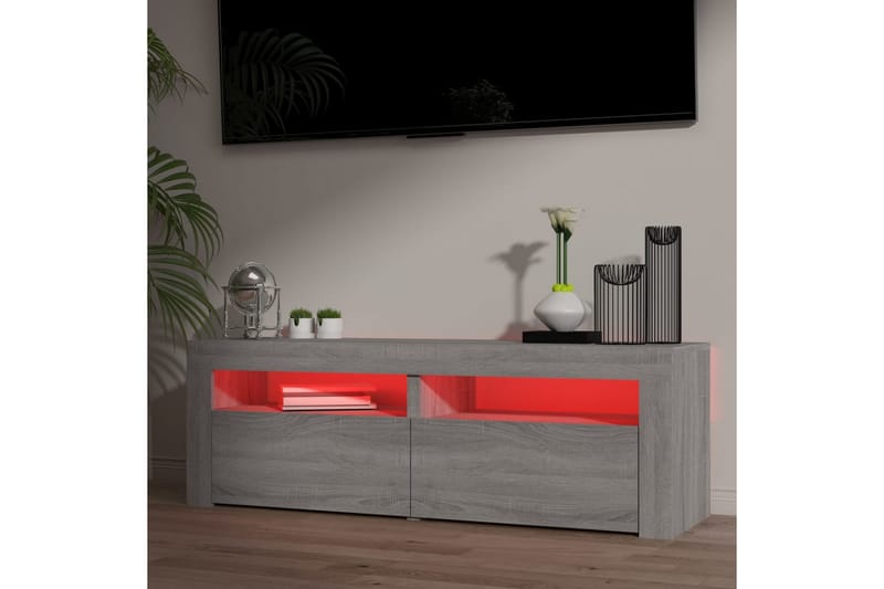 beBasic TV-benk med LED-lys grå sonoma 120x35x40 cm - GrÃ¥ - Møbler - Mediamøbel & tv møbel - TV-benk & mediabenk