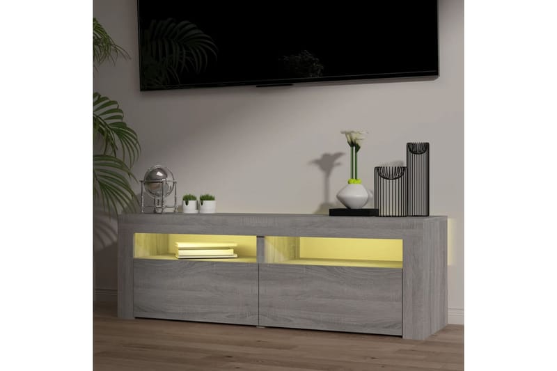 beBasic TV-benk med LED-lys grå sonoma 120x35x40 cm - GrÃ¥ - Møbler - Mediamøbel & tv møbel - TV-benk & mediabenk