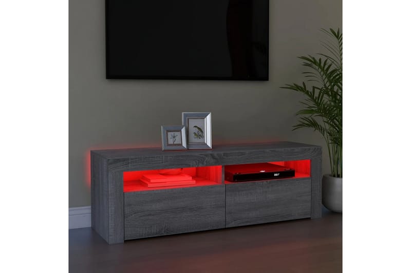 beBasic TV-benk med LED-lys grå sonoma 120x35x40 cm - GrÃ¥ - Møbler - Mediamøbel & tv møbel - TV-benk & mediabenk