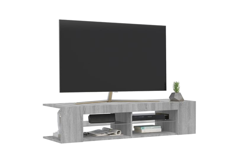 beBasic TV-benk med LED-lys grå sonoma 135x39x30 cm - GrÃ¥ - Møbler - Mediamøbel & tv møbel - TV-benk & mediabenk