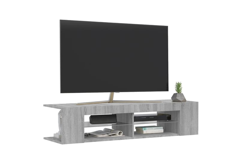 beBasic TV-benk med LED-lys grå sonoma 135x39x30 cm - GrÃ¥ - TV-benk & mediabenk