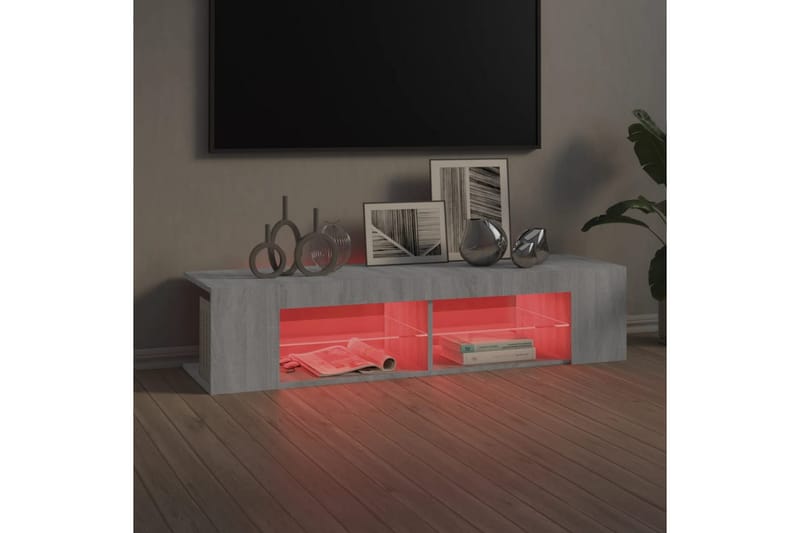 beBasic TV-benk med LED-lys grå sonoma 135x39x30 cm - GrÃ¥ - TV-benk & mediabenk