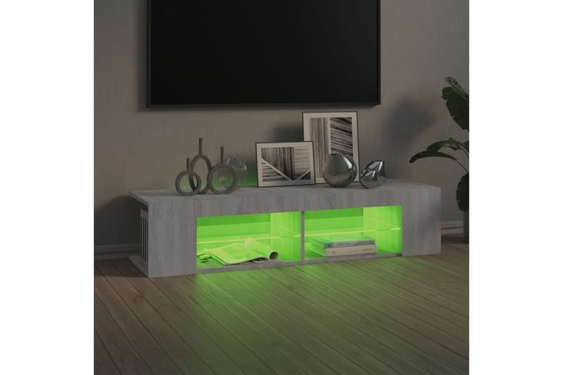 beBasic TV-benk med LED-lys grå sonoma 135x39x30 cm - GrÃ¥ - Møbler - Mediamøbel & tv møbel - TV-benk & mediabenk