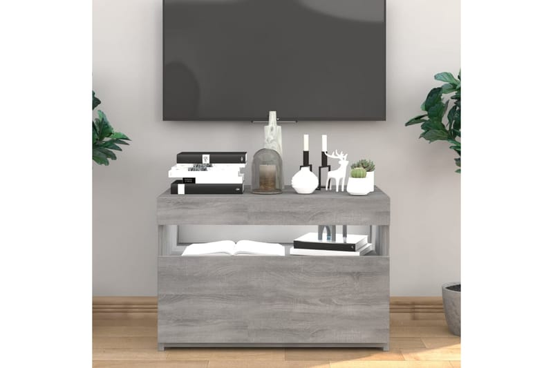 beBasic TV-benk med LED-lys grå sonoma 60x35x40 cm - GrÃ¥ - Møbler - Mediamøbel & tv møbel - TV-benk & mediabenk