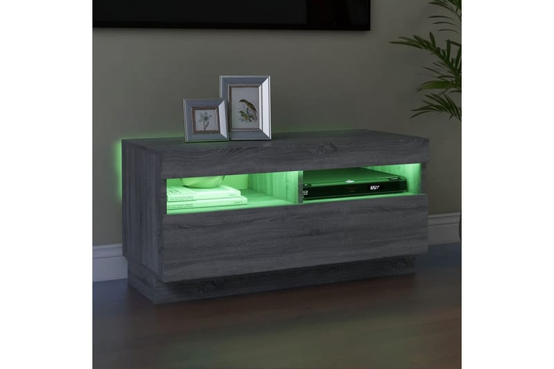 beBasic TV-benk med LED-lys grå sonoma 80x35x40 cm - GrÃ¥ - Møbler - Mediamøbel & tv møbel - TV-benk & mediabenk