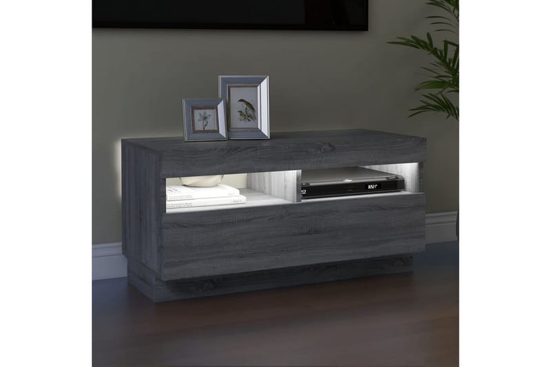 beBasic TV-benk med LED-lys grå sonoma 80x35x40 cm - GrÃ¥ - Møbler - Mediamøbel & tv møbel - TV-benk & mediabenk
