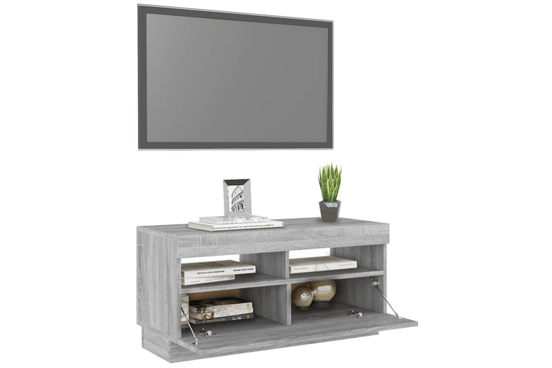 beBasic TV-benk med LED-lys grå sonoma 80x35x40 cm - GrÃ¥ - Møbler - Mediamøbel & tv møbel - TV-benk & mediabenk
