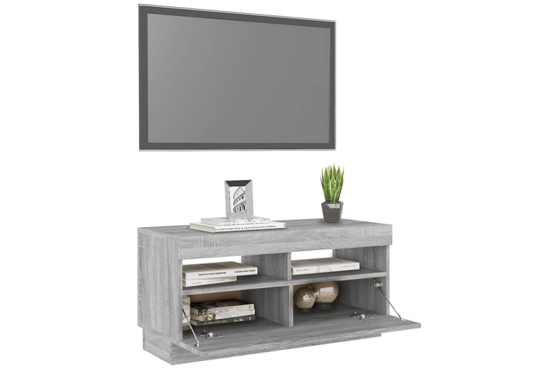 beBasic TV-benk med LED-lys grå sonoma 80x35x40 cm - GrÃ¥ - TV-benk & mediabenk