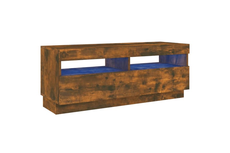 beBasic TV-benk med LED-lys røkt eik 100x35x40 cm - Brun - Møbler - Mediamøbel & tv møbel - TV-benk & mediabenk