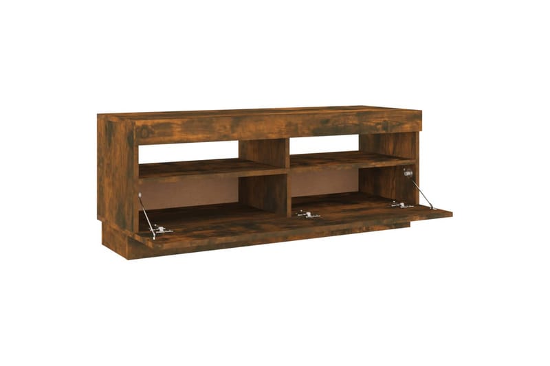 beBasic TV-benk med LED-lys røkt eik 100x35x40 cm - Brun - Møbler - Mediamøbel & tv møbel - TV-benk & mediabenk