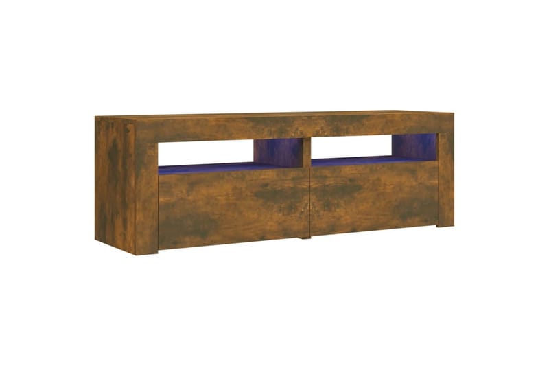 beBasic TV-benk med LED-lys røkt eik 120x35x40 cm - Brun - Møbler - Mediamøbel & tv møbel - TV-benk & mediabenk