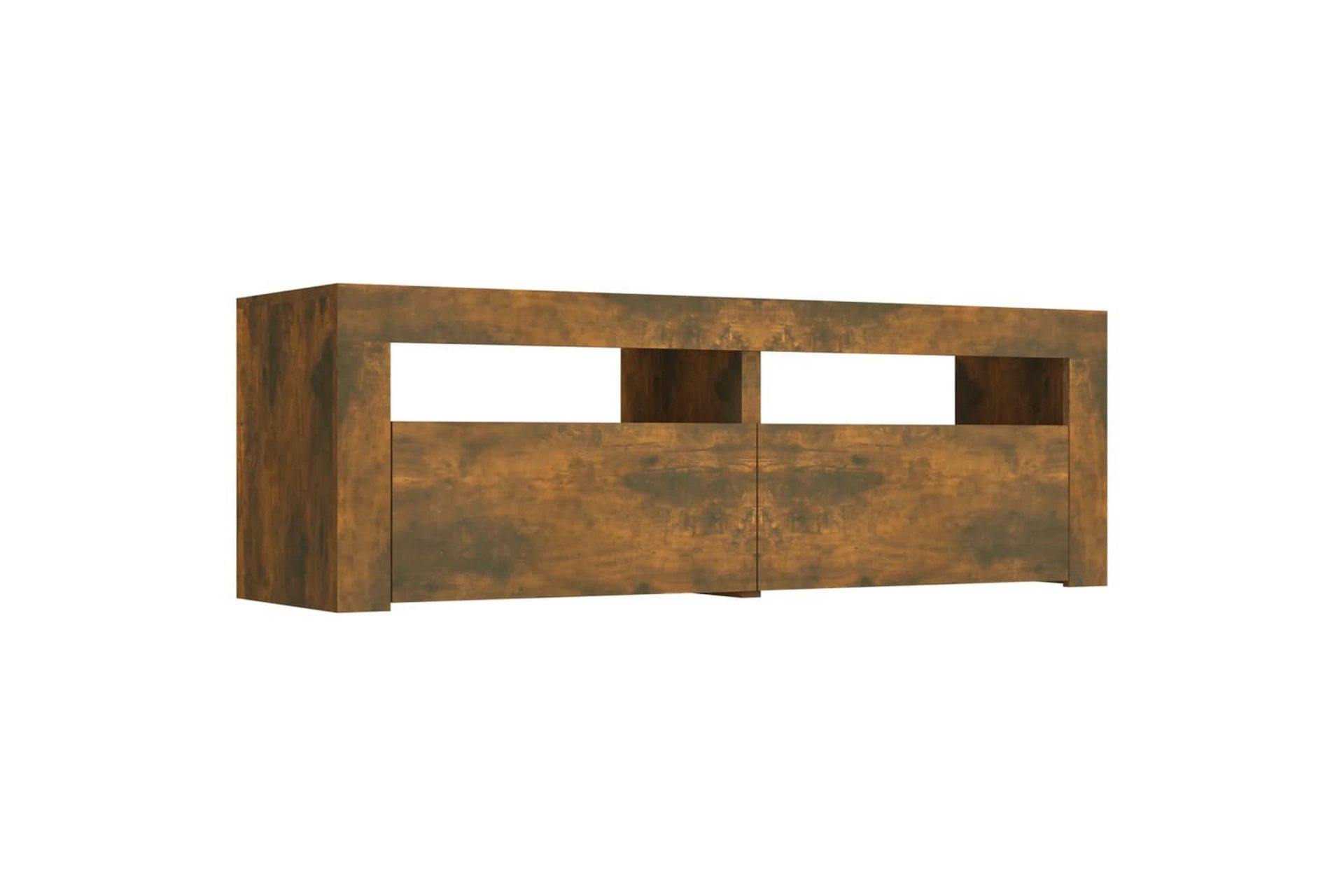 beBasic TV-benk med LED-lys røkt eik 120x35x40 cm - Brun - Møbler - Mediamøbel & tv møbel - TV-benk & mediabenk