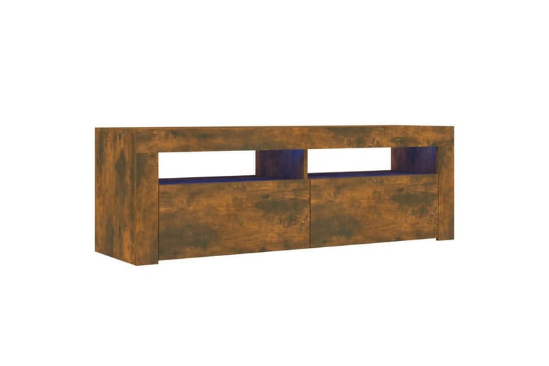 beBasic TV-benk med LED-lys røkt eik 120x35x40 cm - Brun - Møbler - Mediamøbel & tv møbel - TV-benk & mediabenk