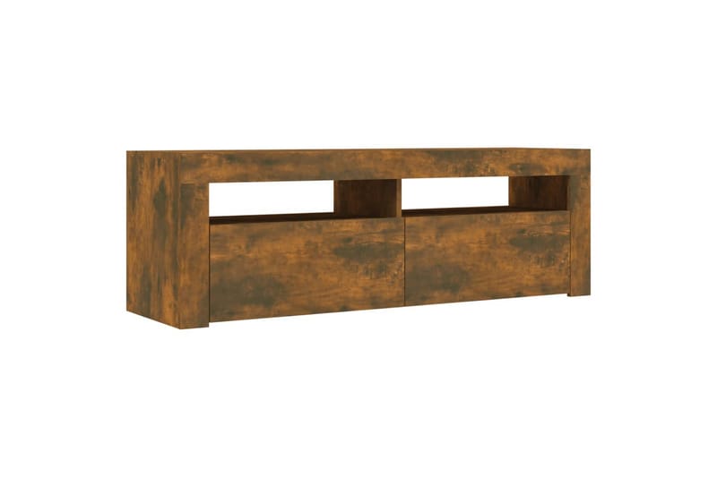 beBasic TV-benk med LED-lys røkt eik 120x35x40 cm - Brun - Møbler - Mediamøbel & tv møbel - TV-benk & mediabenk