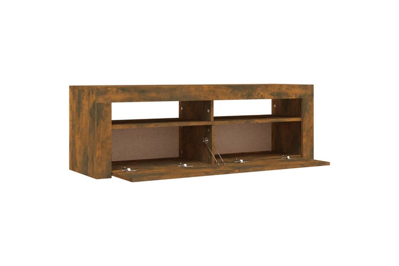 beBasic TV-benk med LED-lys røkt eik 120x35x40 cm - Brun - Møbler - Mediamøbel & tv møbel - TV-benk & mediabenk