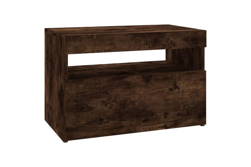 beBasic TV-benk med LED-lys røkt eik 60x35x40 cm - Brun - Møbler - Mediamøbel & tv møbel - TV-benk & mediabenk