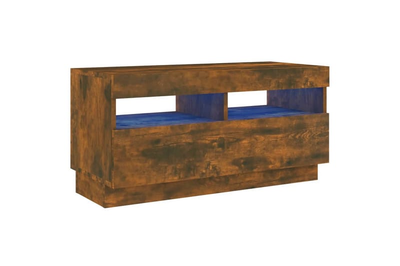 beBasic TV-benk med LED-lys røkt eik 80x35x40 cm - Brun - Møbler - Mediamøbel & tv møbel - TV-benk & mediabenk