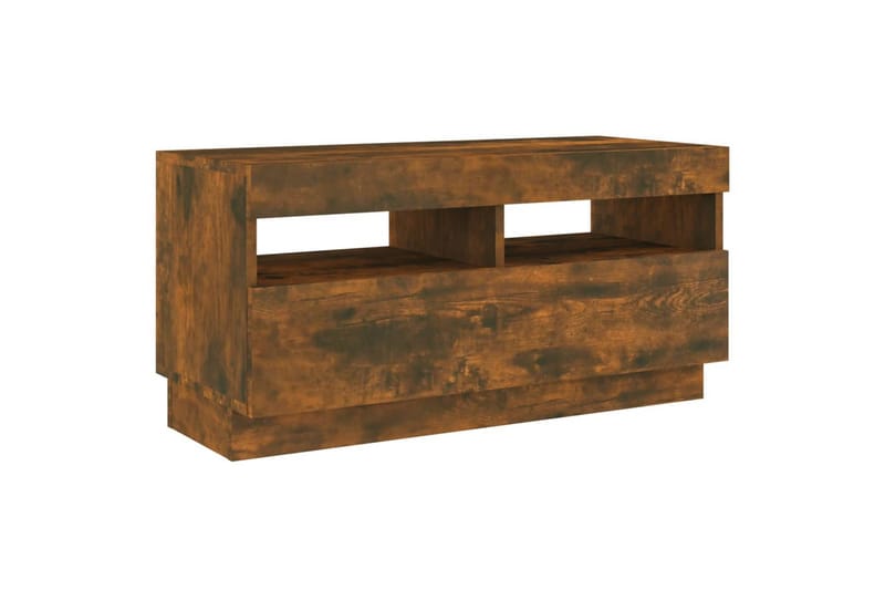 beBasic TV-benk med LED-lys røkt eik 80x35x40 cm - Brun - Møbler - Mediamøbel & tv møbel - TV-benk & mediabenk