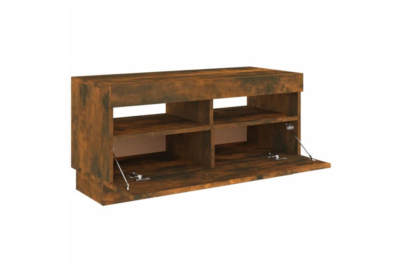 beBasic TV-benk med LED-lys røkt eik 80x35x40 cm - Brun - Møbler - Mediamøbel & tv møbel - TV-benk & mediabenk