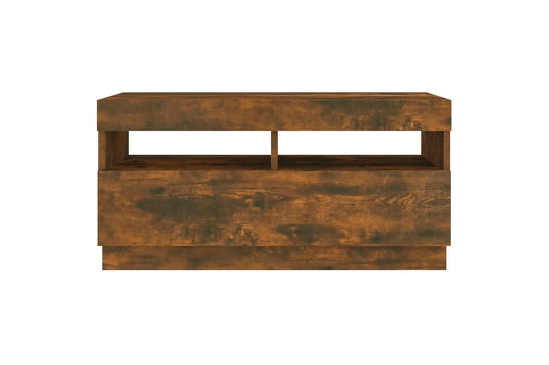 beBasic TV-benk med LED-lys røkt eik 80x35x40 cm - Brun - Møbler - Mediamøbel & tv møbel - TV-benk & mediabenk