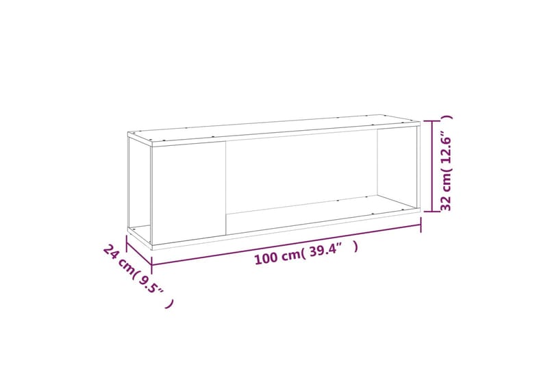 beBasic TV-benk røkt eik 100x24x32 cm konstruert tre - Brun - TV-benk & mediabenk