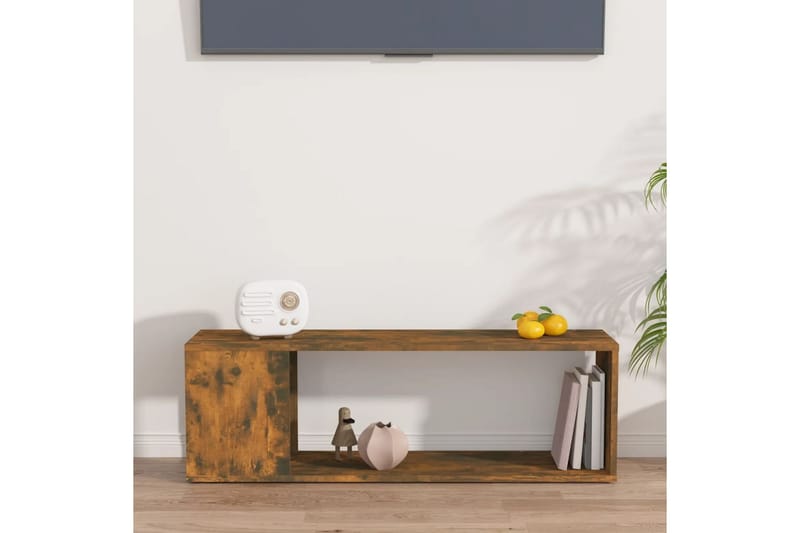 beBasic TV-benk røkt eik 100x24x32 cm konstruert tre - Brun - TV-benk & mediabenk