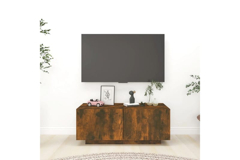 beBasic TV-benk røkt eik 100x35x40 cm konstruert tre - Brun - TV-benk & mediabenk