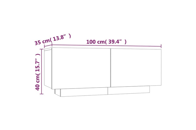 beBasic TV-benk røkt eik 100x35x40 cm konstruert tre - Brun - TV-benk & mediabenk