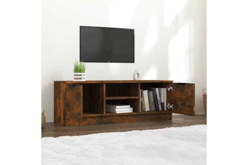 beBasic TV-benk røkt eik 102x35x36,5 cm konstruert tre - Brun - Møbler - Mediamøbel & tv møbel - TV-benk & mediabenk