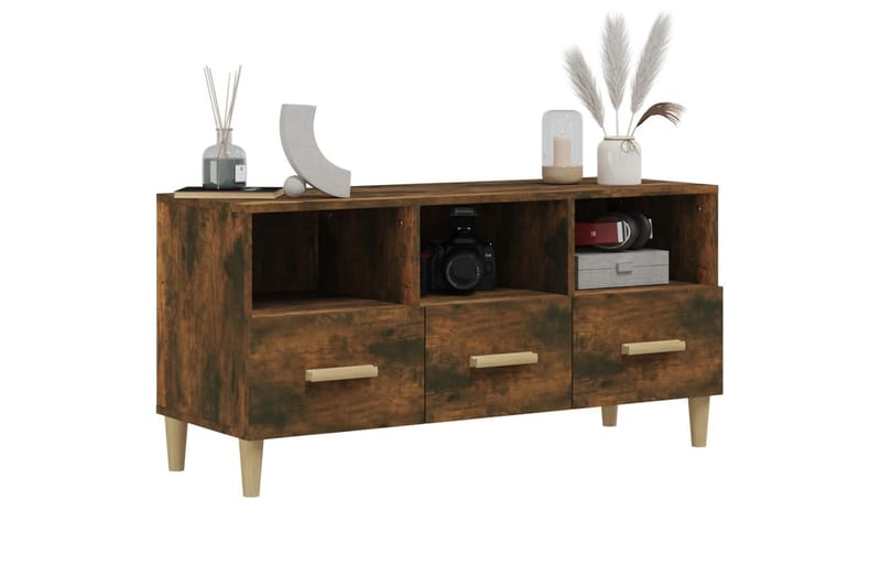 beBasic TV-benk røkt eik 102x36x50 cm konstruert tre - Brun - Møbler - Mediamøbel & tv møbel - TV-benk & mediabenk