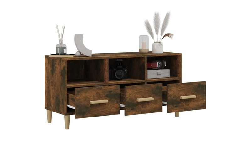 beBasic TV-benk røkt eik 102x36x50 cm konstruert tre - Brun - Møbler - Mediamøbel & tv møbel - TV-benk & mediabenk