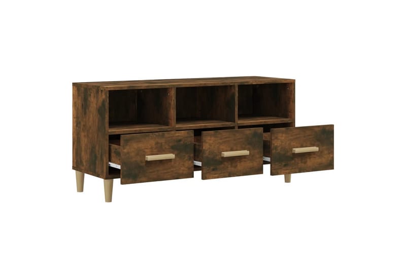 beBasic TV-benk røkt eik 102x36x50 cm konstruert tre - Brun - Møbler - Mediamøbel & tv møbel - TV-benk & mediabenk