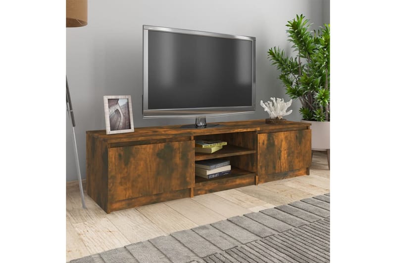 beBasic TV-benk røkt eik 140x40x35,5 cm konstruert tre - Brun - TV-benk & mediabenk