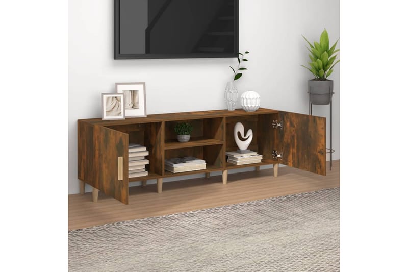 beBasic TV-benk røkt eik 150x30x50 cm konstruert tre - Brun - Møbler - Mediamøbel & tv møbel - TV-benk & mediabenk