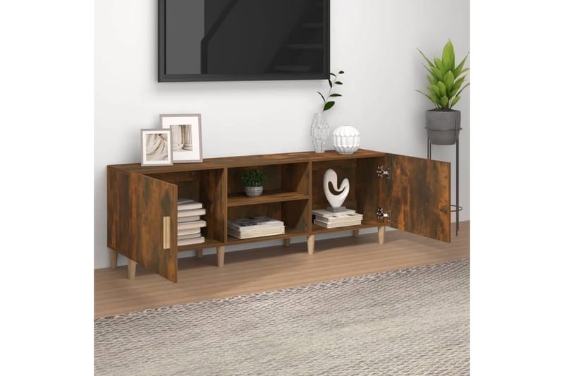 beBasic TV-benk røkt eik 150x30x50 cm konstruert tre - Brun - TV-benk & mediabenk