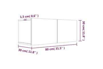 beBasic TV-benk røkt eik 80x30x30 cm konstruert tre - Brun - Møbler - Mediamøbel & tv møbel - TV-benk & mediabenk