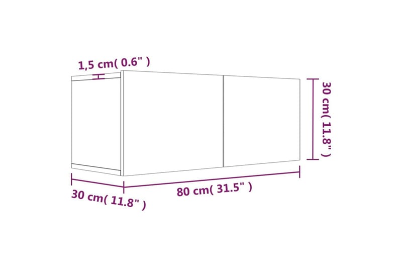 beBasic TV-benk røkt eik 80x30x30 cm konstruert tre - Brun - Møbler - Mediamøbel & tv møbel - TV-benk & mediabenk