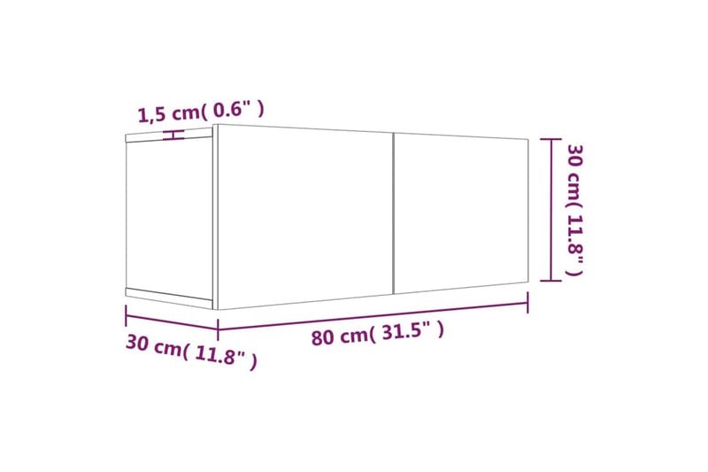 beBasic TV-benk røkt eik 80x30x30 cm konstruert tre - Brun - TV-benk & mediabenk