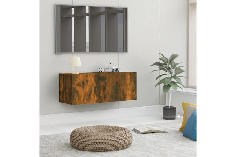 beBasic TV-benk røkt eik 80x30x30 cm konstruert tre - Brun - Møbler - Mediamøbel & tv møbel - TV-benk & mediabenk