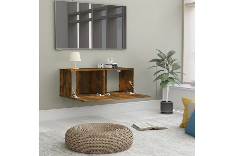 beBasic TV-benk røkt eik 80x30x30 cm konstruert tre - Brun - Møbler - Mediamøbel & tv møbel - TV-benk & mediabenk