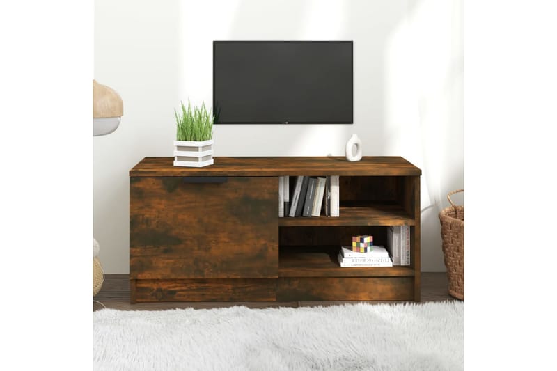 beBasic TV-benk røkt eik 80x35x36,5 cm konstruert tre - Brun - Møbler - Mediamøbel & tv møbel - TV-benk & mediabenk