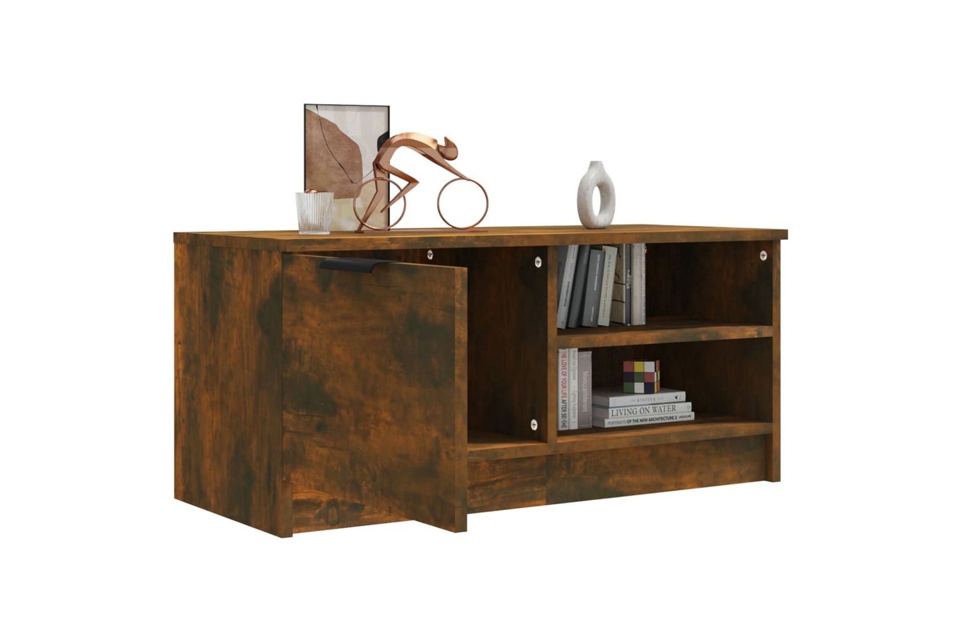 beBasic TV-benk røkt eik 80x35x36,5 cm konstruert tre - Brun - Møbler - Mediamøbel & tv møbel - TV-benk & mediabenk