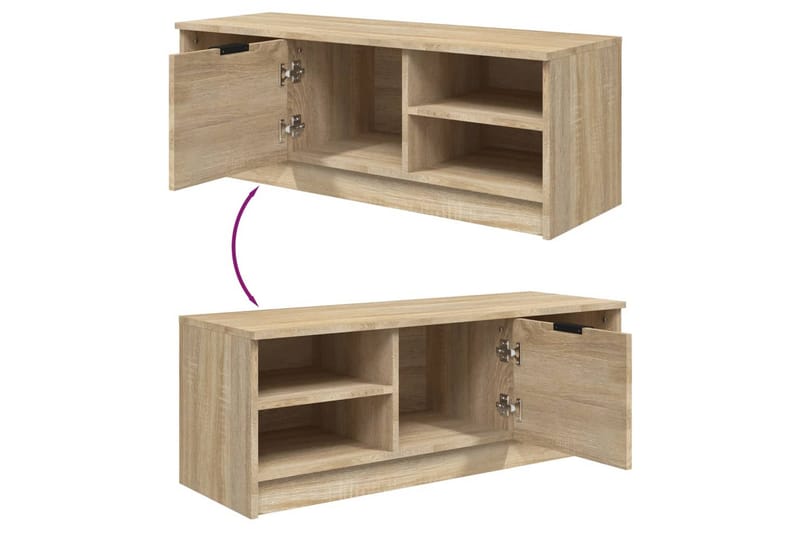 beBasic TV-benk sonoma eik 102x35,5x36,5 cm konstruert tre - Brun - Møbler - Mediamøbel & tv møbel - TV-benk & mediabenk