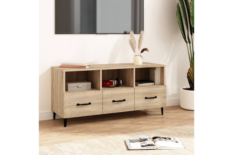 beBasic TV-benk sonoma eik 102x35x50 cm konstruert tre - Brun - TV-benk & mediabenk