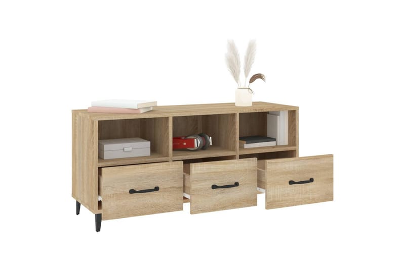 beBasic TV-benk sonoma eik 102x35x50 cm konstruert tre - Brun - Møbler - Mediamøbel & tv møbel - TV-benk & mediabenk