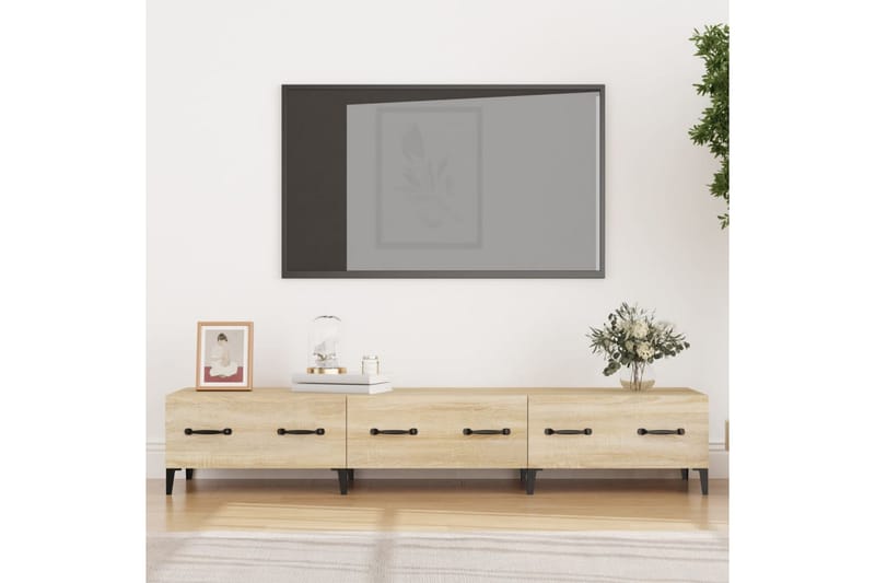 beBasic TV-benk sonoma eik 150x34,5x30 cm konstruert tre - Brun - Møbler - Mediamøbel & tv møbel - TV-benk & mediabenk