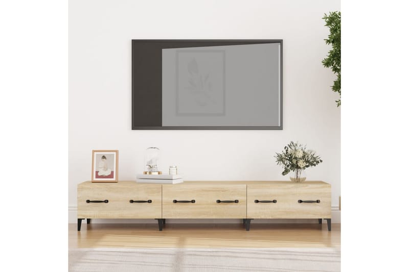 beBasic TV-benk sonoma eik 150x34,5x30 cm konstruert tre - Brun - TV-benk & mediabenk