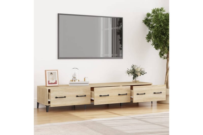 beBasic TV-benk sonoma eik 150x34,5x30 cm konstruert tre - Brun - TV-benk & mediabenk