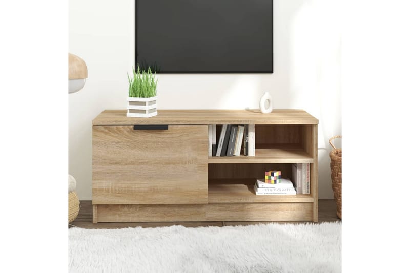 beBasic TV-benk sonoma eik 80x35x36,5 cm konstruert tre - Brun - Møbler - Mediamøbel & tv møbel - TV-benk & mediabenk