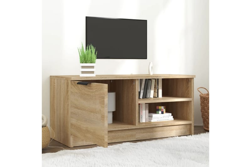 beBasic TV-benk sonoma eik 80x35x36,5 cm konstruert tre - Brun - TV-benk & mediabenk